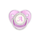 Chupete morado metalizado con tapa, chupete de silicona sin BPA, nombre con inicial, chupete mordedor, regalo para baby shower 