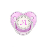 Metallic Purple Baby Pacifier with Cap, BPA Free Silicone Pacifier, Initial Letter Name, Dummy Teether, Baby Shower Gifts 