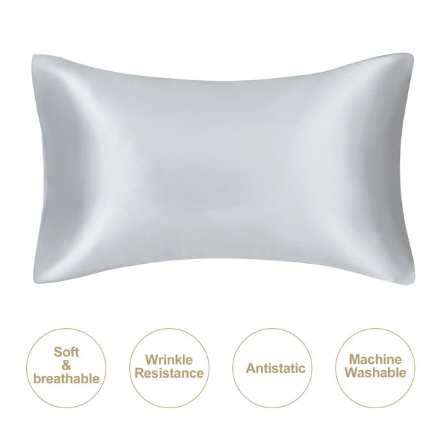 JuwenSilk-Silky Pillowcase Stain, Natural Mulberry Silk, Standard Pillowcase, Queen K 
