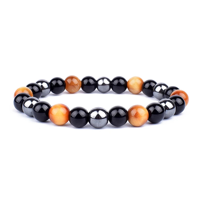 Pulseras de cuentas de obsidiana negra natural, hematita, ojo de tigre, para hombres, protección magnética de la salud, joyería para el alma de las mujeres, pulsera para hombre 