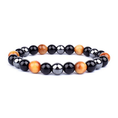 Pulseras de cuentas de obsidiana negra natural, hematita, ojo de tigre, para hombres, protección magnética de la salud, joyería para el alma de las mujeres, pulsera para hombre 