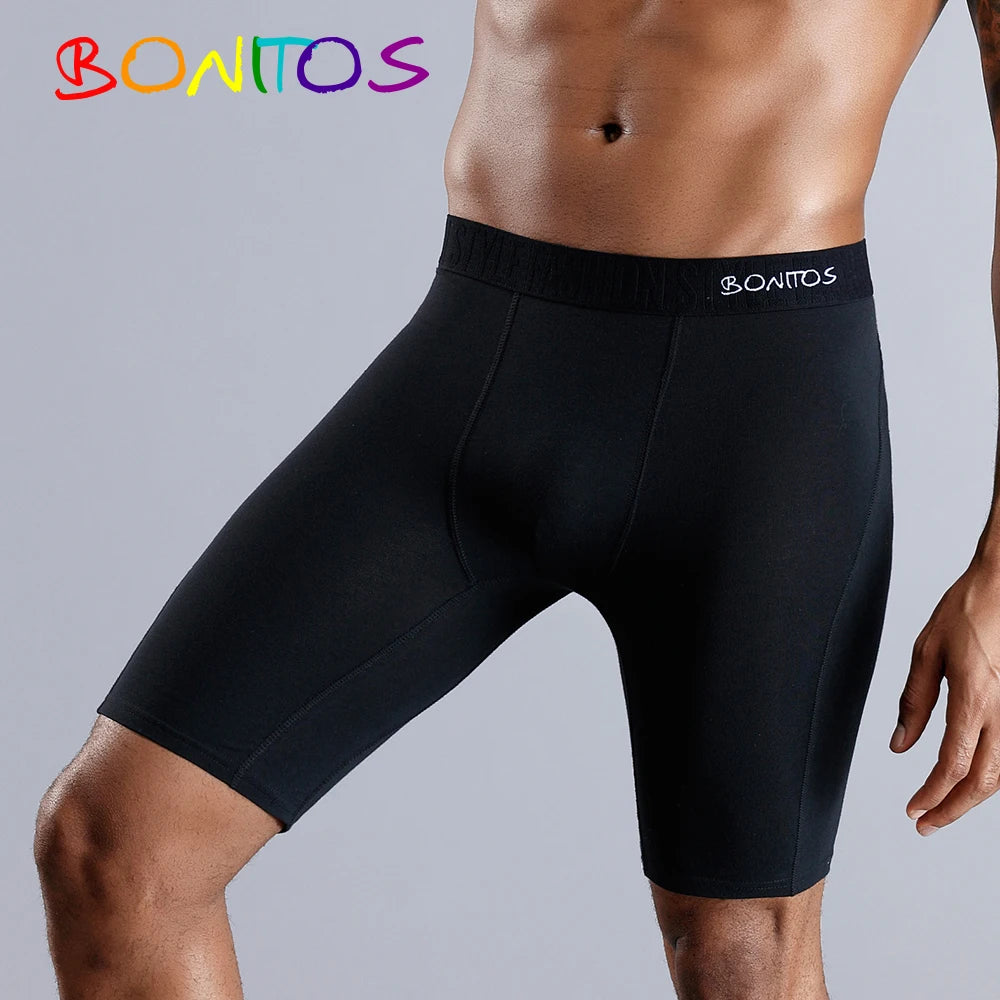 BONITOS Men Boxer Long leg Boxer Men Underwear Men Underpants Erkek Natural Cotton Sexy Boxer Shorts Top Brand Underwear Soft