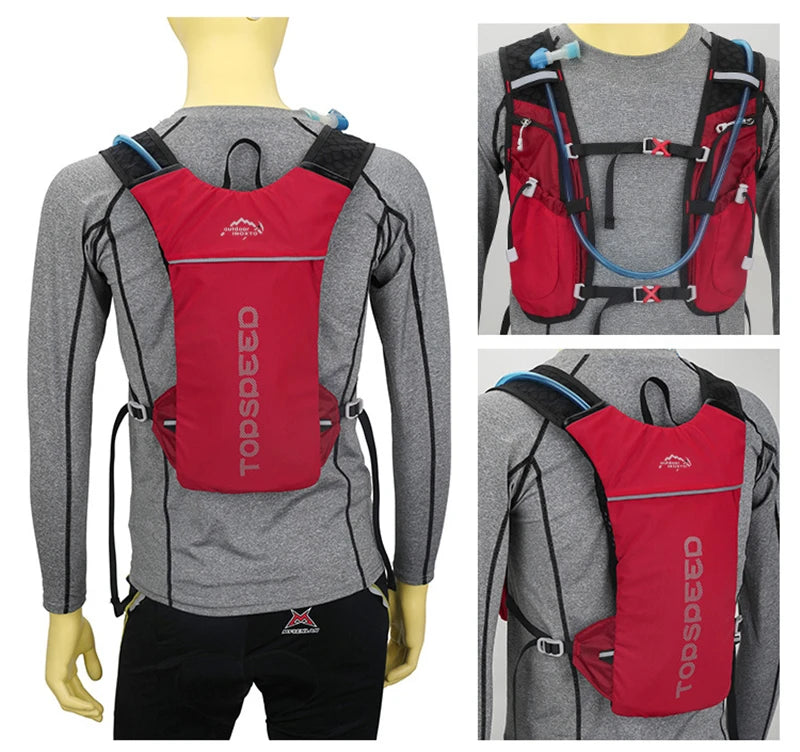 Mochila ultraligera de 5 l para correr en senderos al aire libre, chaleco de hidratación para correr, bolsa transpirable para ciclismo de maratón, botella de agua de 500 ml.