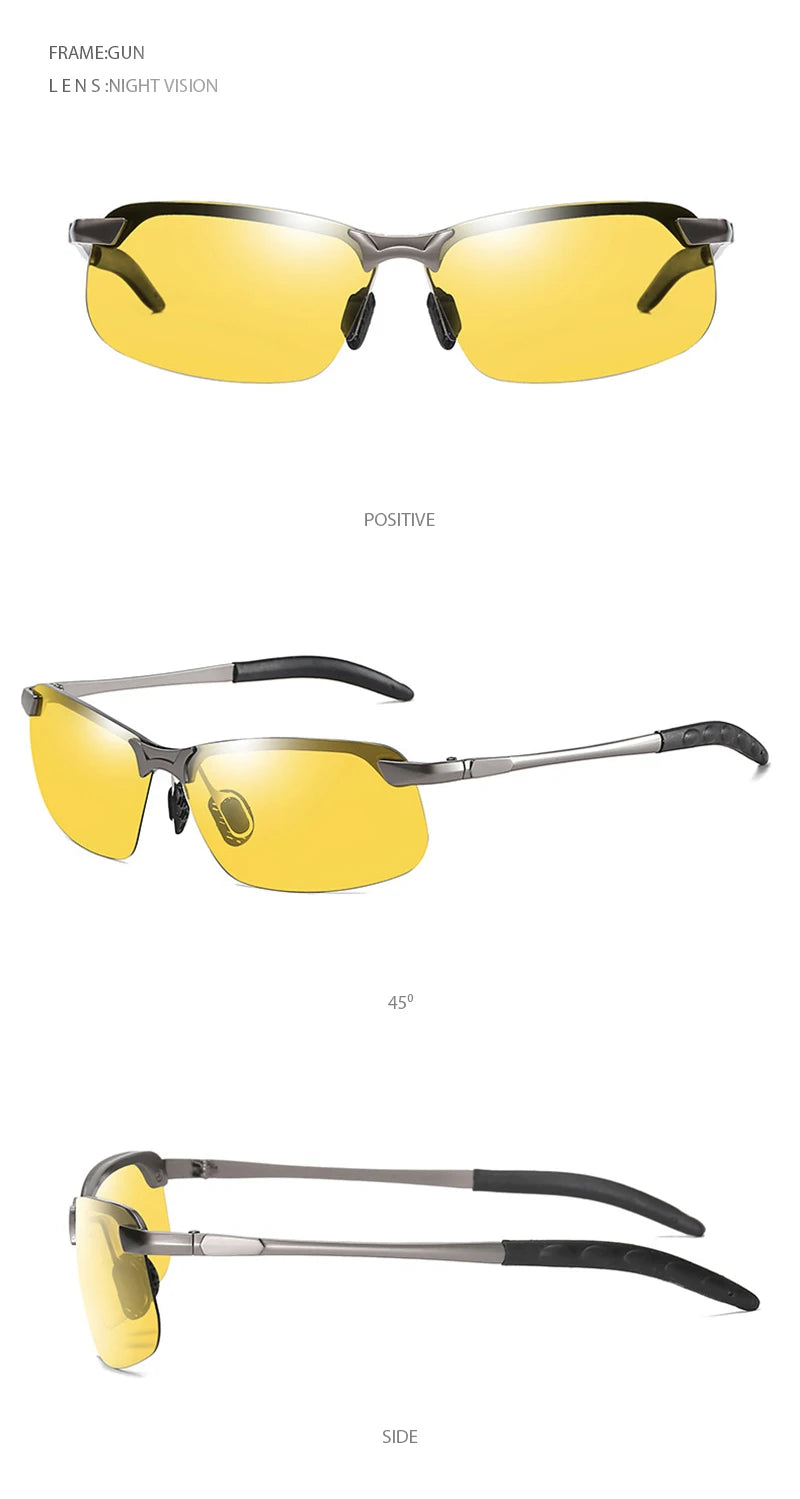 Fashion Half Frame Photochromic Sunglasses Men Women Classic Chamelon Polarized Sun Glasses Male Vintage Fishing Driving Shades