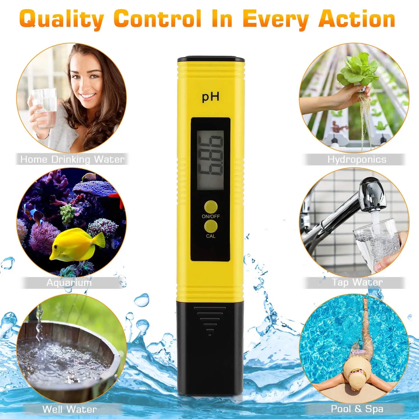 PH Meter 0.01 High Precision for Water Quality Tester with 0-14 Measurement Range Suitable Aquarium Swimming Pool