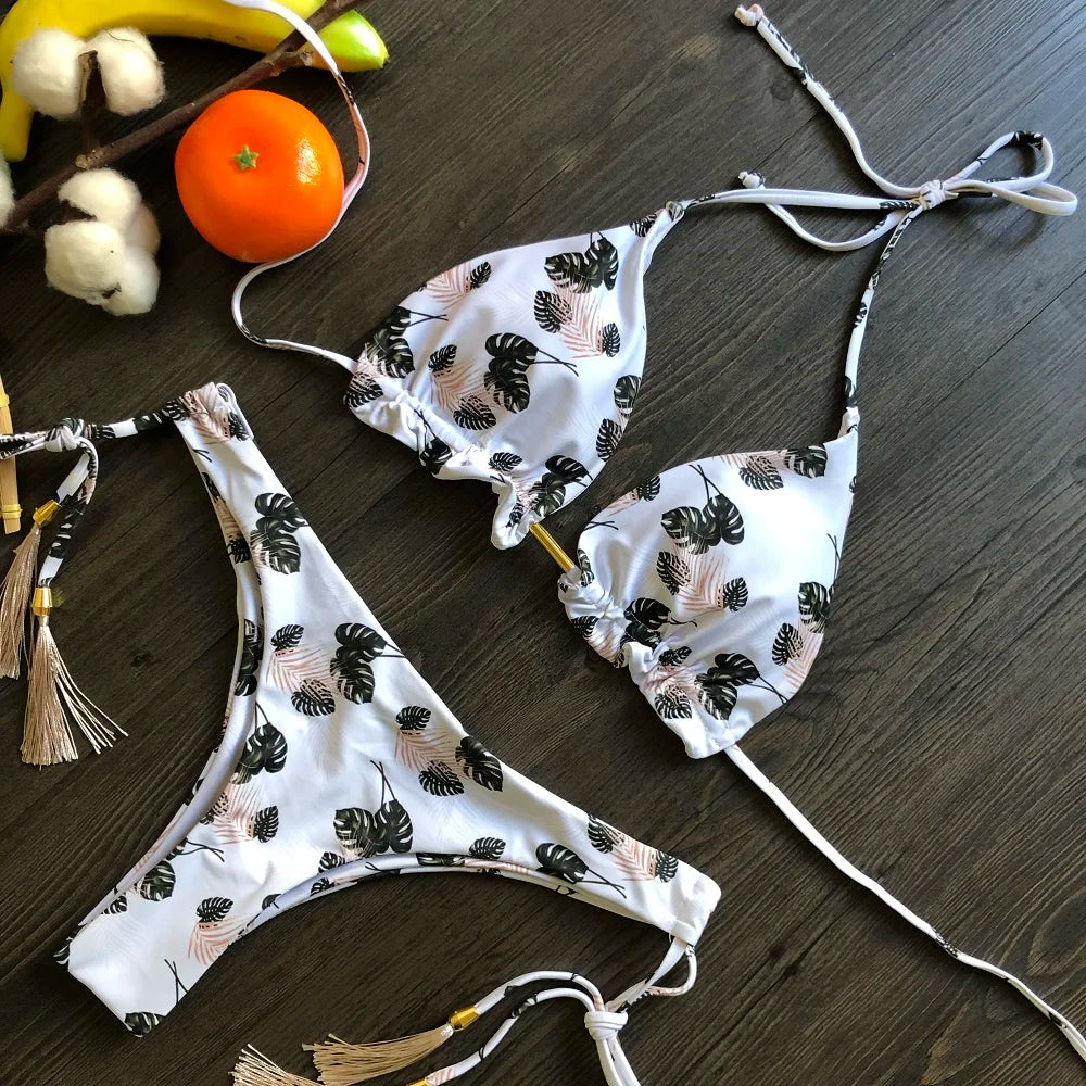 Conjunto de bikini sexy 2021 de 2 piezas con estampado de calor, traje de baño deportivo para mujer, ropa de playa, traje de baño push-up acolchado, mono de baño exquisito