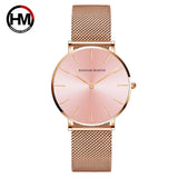 HANNAH MARTIN Women Watch Nordic Minimalist Japan Quartz Movement 3Bar Waterproof Women 36mm Full Rose Gold Dropshipping Watches