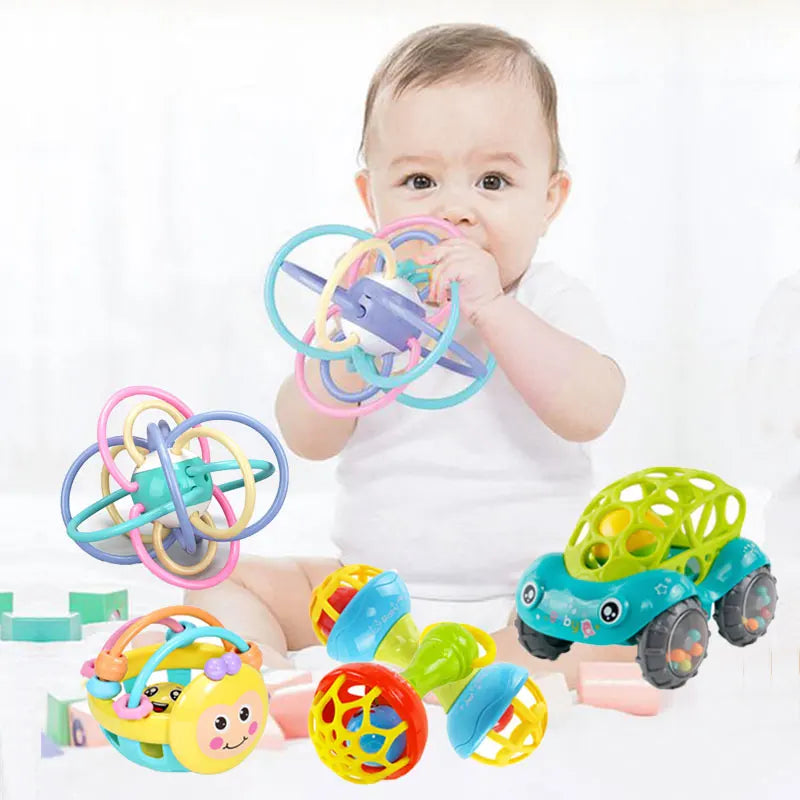Baby Toys 0 6 Months Rattle Teether Development Games Sensory Toys Soft Silicone Teether Chewable For Newborns Babies 12 Months
