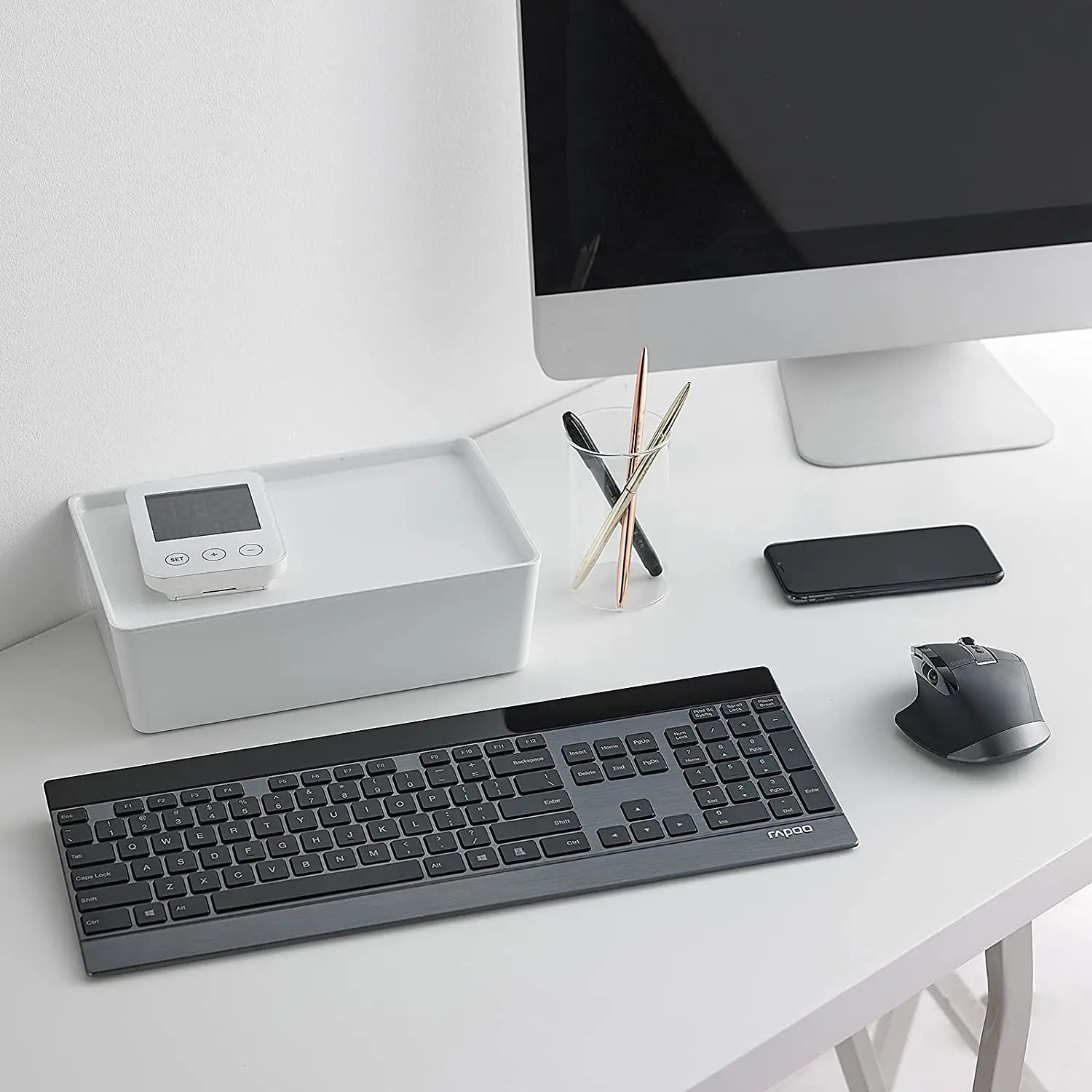Rapoo 9900M Multi-Mode Bluetooth Wireless Keyboard and Mouse Combo Connect Up to 4 Devices Ultra-Slim Keyboard and Laser Mouse