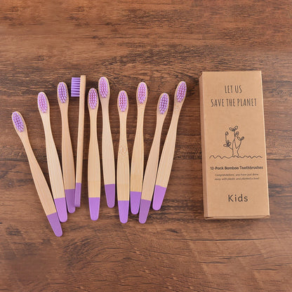 Children 10 Pieces Colorful Bamboo Toothbrush Nylon Bristle Eco Paint Toothbrush Kids Arosse a Dent Bambou Vegan Tooth Dental
