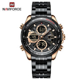 NAVIFORCE Top Brand Luxury Classic Men's Watch Quartz Digital Male Clock Military Sport Silver Stainless Steel Man Wristwatch 9197