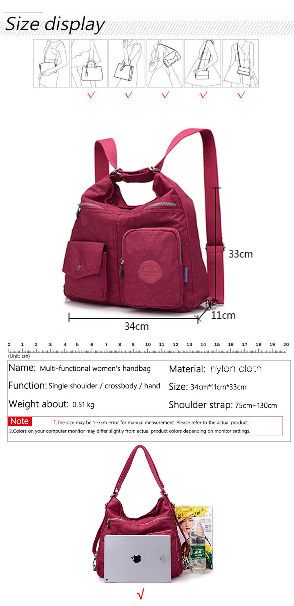 Luxury Handbags Women Bags Designer Waterproof Nylon Cloth Crossbody Bags for Women 2024 Large Capacity Lady Shoulder Bag Tote