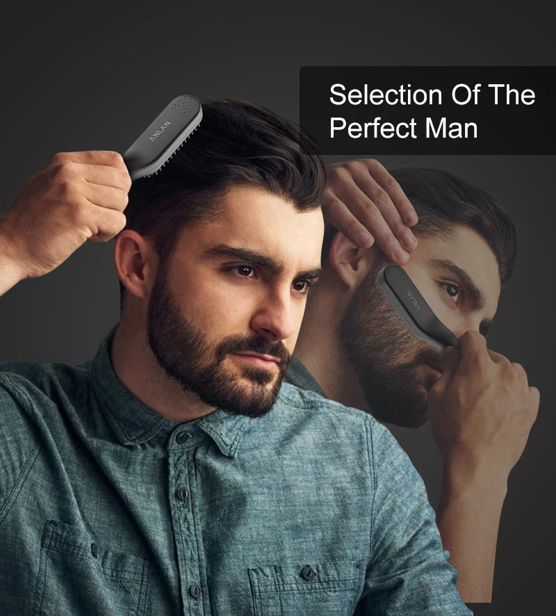 ANLAN Beard Hair Straightening Brush Hot Heated Comb Men Beard Multifunctional Straightener Ceramic Comb Quick Hair Styler