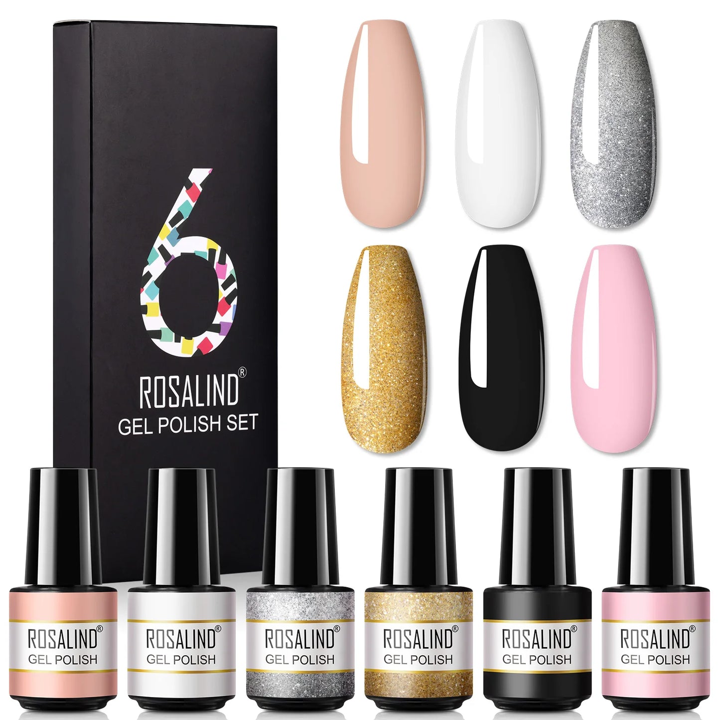 ROSALIND Nail Gel Manicure Set Hybrid Varnish Kit For Nails Art UV Lamp Semi Permanent Nail Gel Polish Set With Good Pack