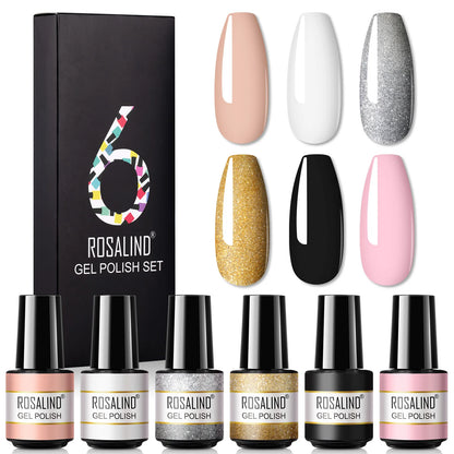ROSALIND Nail Gel Manicure Set Hybrid Varnish Kit For Nails Art UV Lamp Semi Permanent Nail Gel Polish Set With Good Pack