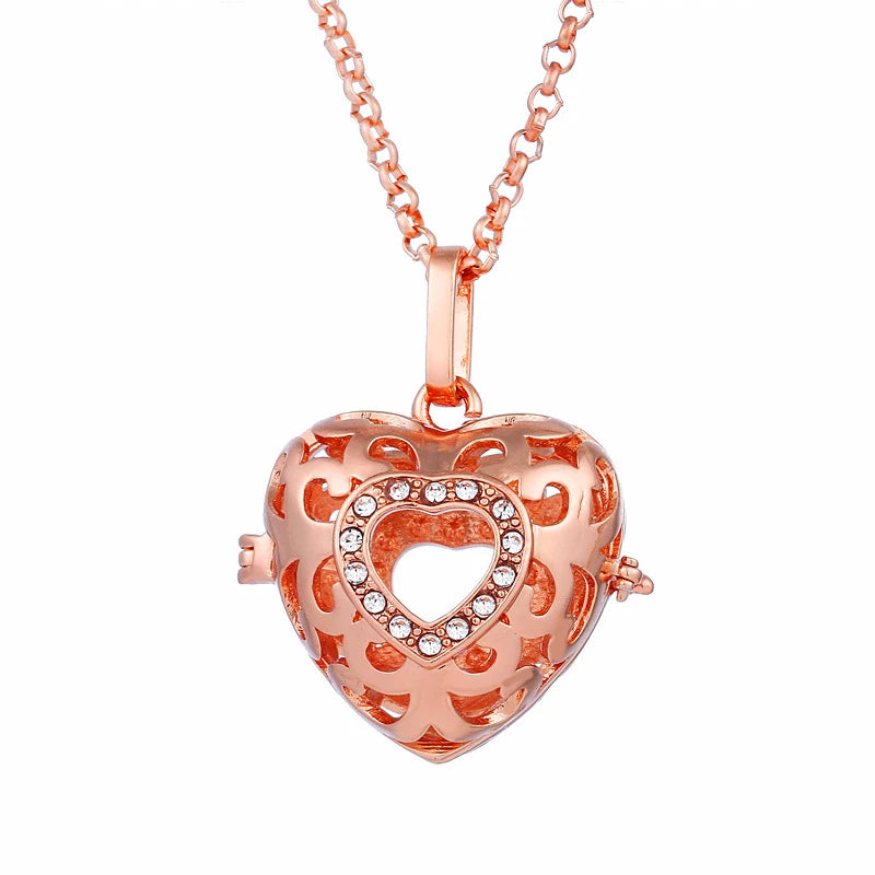 Mexico Music Ball Hollow Zircon Pendant Vintage Perfume Locket Necklace Aromatherapy Diffuser Sweater Chain For Women Jewelry