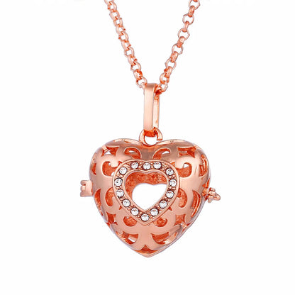 Mexico Music Ball Hollow Zircon Pendant Vintage Perfume Locket Necklace Aromatherapy Diffuser Sweater Chain For Women Jewelry