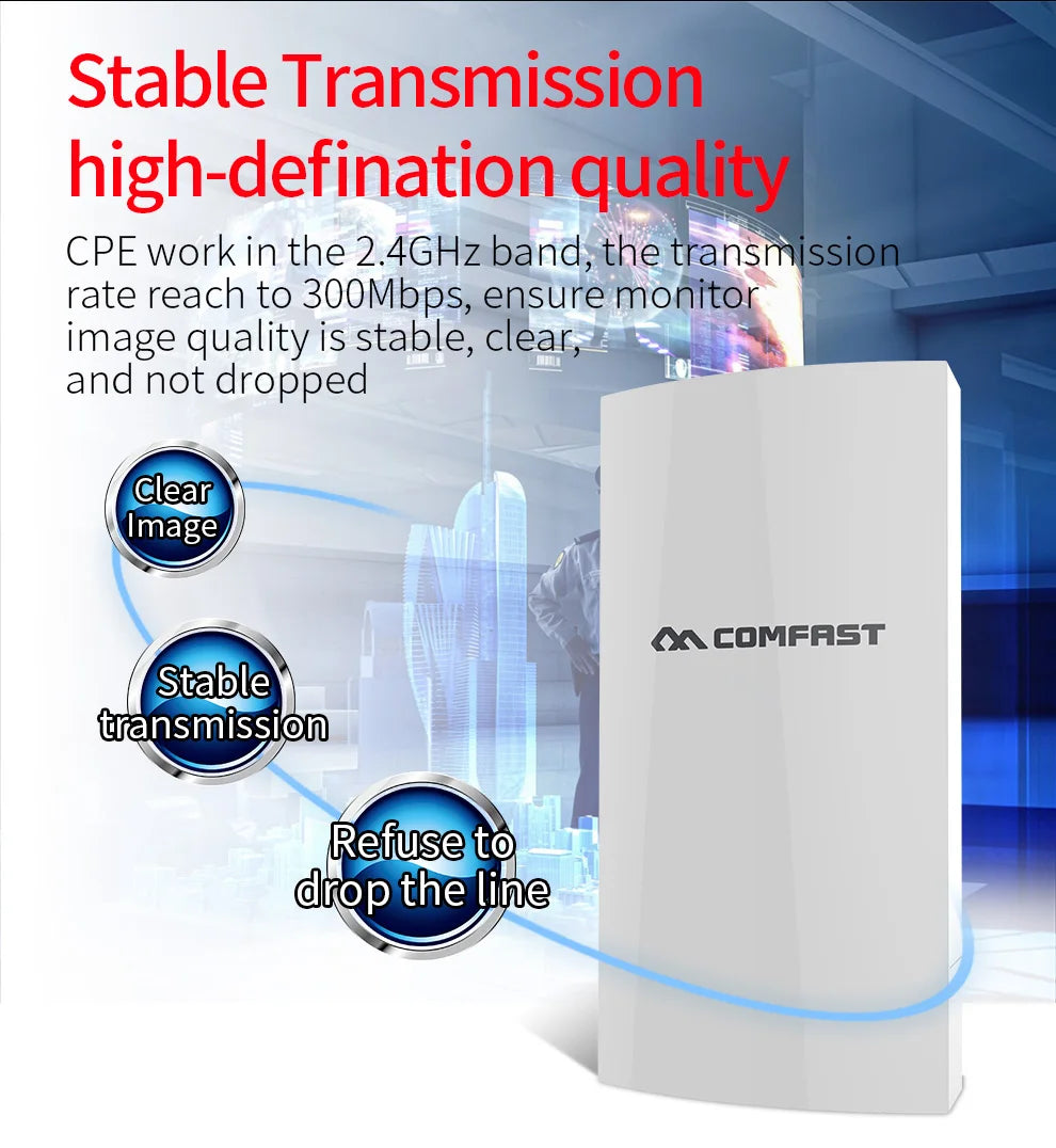 300Mbps Outdoor Bridge 2.4Ghz 15V/48V POE Power WIFI CPE 1-5KM Stable Transmission WiFi Repeater For Long Range IP Camera