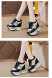 Fashion White Sneakers Women's High Platform Casual Shoes Height Increasing Leather Shoes 10 CM Thick Sole Trainers Tennis Sports