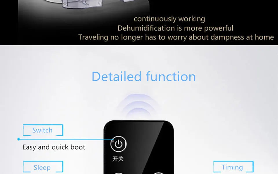 2.2L Intelligent Remote Dehumidifier Air Dryer Purifier Humidity-control Defrost Automatic Shut-down Moisture Absorption Machine