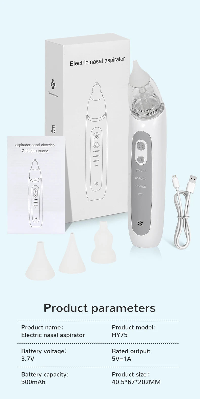 2025 New Pattern Baby Electric Nasal Aspirator, Charging Version, Newborn Baby Nasal Aspirator Sucks Out Mucus to Prevent Nasal Congestion