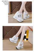 Fashion White Sneakers Women's High Platform Casual Shoes Height Increasi Leathe Shoes 10 CM Thick Sole Trainers Tennis Sports