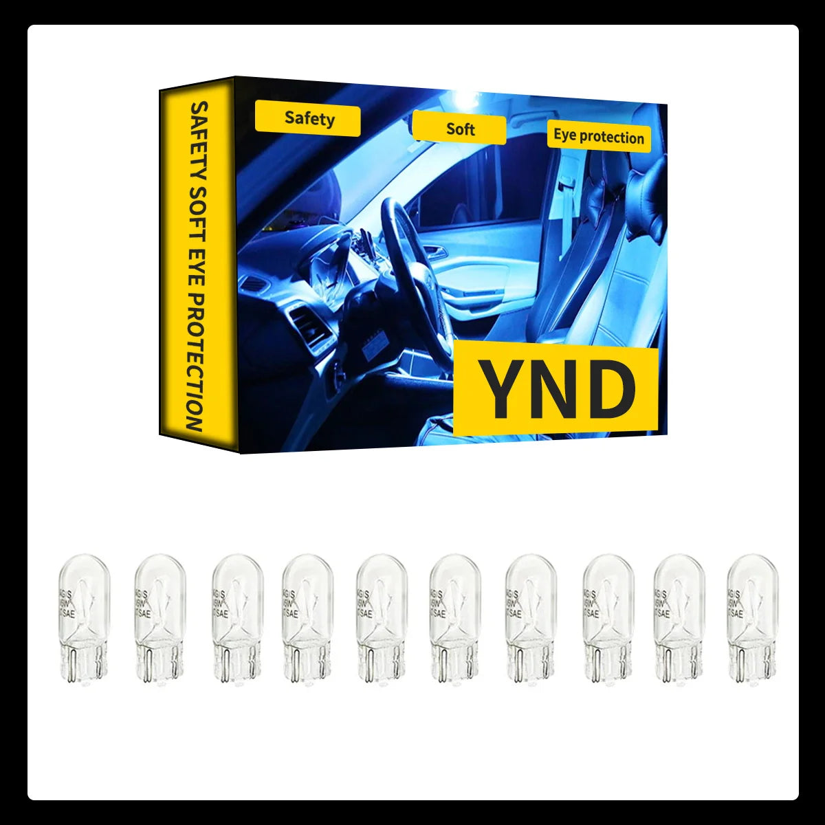 10pcs Car T10 12V 194 168 W5W 3W/5W Wedge Warm White Bule Red Yellow Green Amber Halogen Bulb Replacement Dashboard Bulb Light