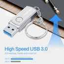 Stainless Steel USB 3.0 USB Flash Drive 256GB 128GB Rotation Pen Drive 16GB 32GB 64GB Pendrive USB Memory Stick with Keychain