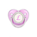 Chupete morado metalizado con tapa, chupete de silicona sin BPA, nombre con inicial, chupete mordedor, regalo para baby shower 