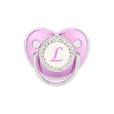 Metallic Purple Baby Pacifier with Cap, BPA Free Silicone Pacifier, Initial Letter Name, Dummy Teether, Baby Shower Gifts 