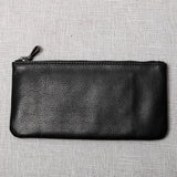 ZRCX Men's Genuine Leather Long Zipper Wallet First Layer Cowhide Youth Ultra-Thin Handbag Wallet Trendy Brand Simple Wallet