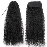 Extensões de rabo de cavalo cacheado longo 80cm aplique sintético com cordão e clip water wave