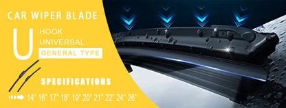 Car Windshield Wiper blades U-type Universal Soft Rubber Frameless Bracketless car wipers 14" 16" 17" 18" 19" 20" 21" 22" 24"26"