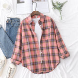 Casual Women's Plaid Shirt 2025 Spring Autumn New Ladies Loose Blouse and Tops Female Long Sleeve Shirts Fresh Checked Clothes