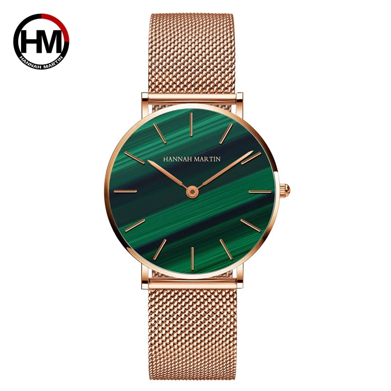 HANNAH MARTIN Women Watch Nordic Minimalist Japan Quartz Movement 3Bar Waterproof Women 36mm Full Rose Gold Dropshipping Watches