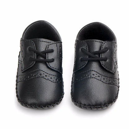 Meckior New Baby Shoes Retro Leather Boy Girl Shoes Toddler Rubber Sole Anti-slip First Walkers Newborn Infant Baby Crib Shoes