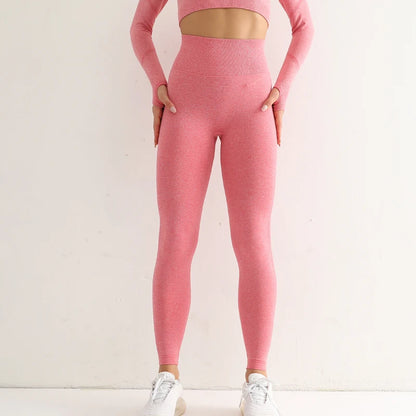 Leggings deportivos sin costuras para mujer, de cintura alta, elásticos, lisos, para yoga, gimnasio, trotar, de secado rápido, push up, ajustados, para mujer