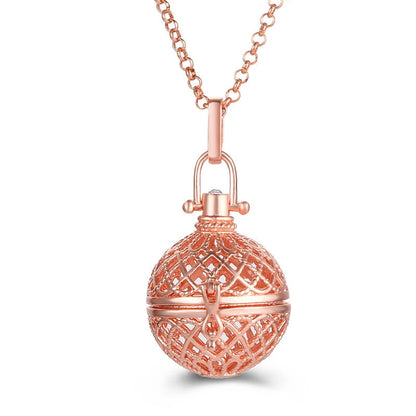 Mexico Music Ball Hollow Zircon Pendant Vintage Perfume Locket Necklace Aromatherapy Diffuser Sweater Chain For Women Jewelry