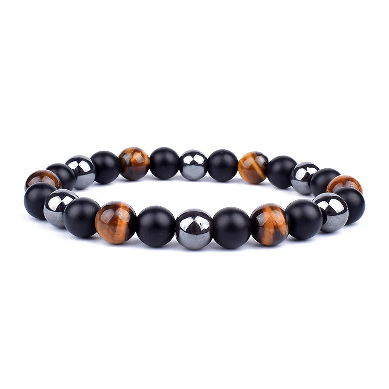 Pulseras de cuentas de obsidiana negra natural, hematita, ojo de tigre, para hombres, protección magnética de la salud, joyería para el alma de las mujeres, pulsera para hombre 