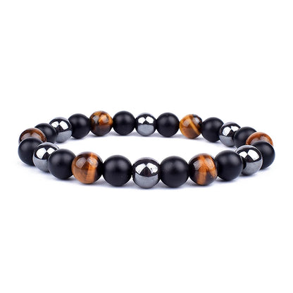 Pulseras de cuentas de obsidiana negra natural, hematita, ojo de tigre, para hombres, protección magnética de la salud, joyería para el alma de las mujeres, pulsera para hombre 