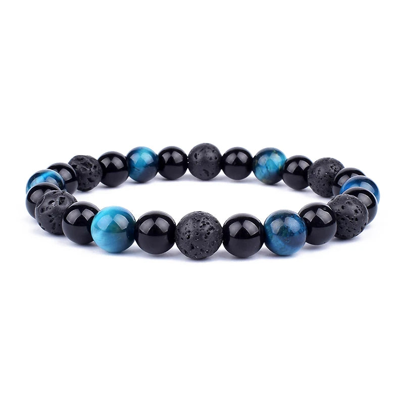 Pulseras de cuentas de obsidiana negra natural, hematita, ojo de tigre, para hombres, protección magnética de la salud, joyería para el alma de las mujeres, pulsera para hombre 