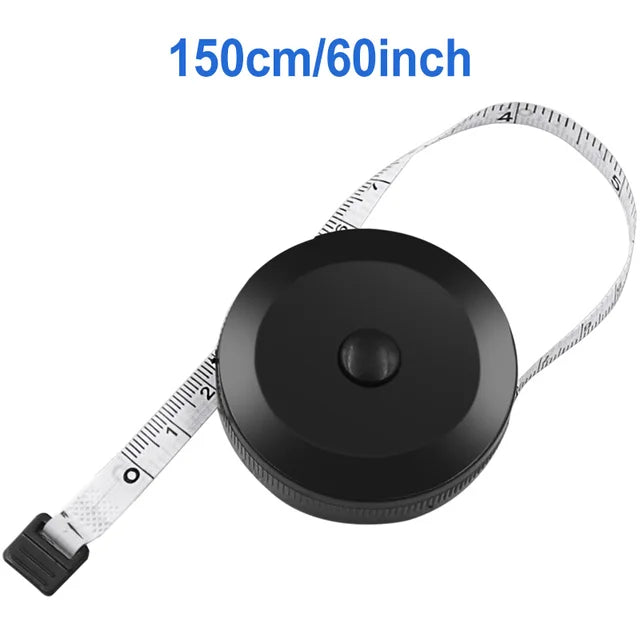 Fita métrica dupla face preta, 1.5m, 60 polegadas, retrátil, ferramentas abs flexível, costura, mini fita métrica