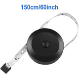 Fita métrica dupla face preta, 1.5m, 60 polegadas, retrátil, ferramentas abs flexível, costura, mini fita métrica