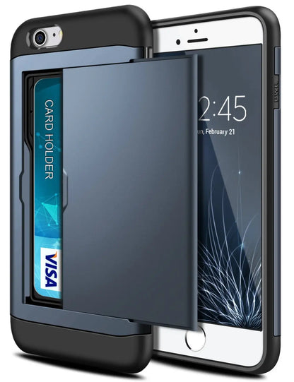 Funda para iPhone SE 2022 2020 con puerta corredera, bolsillo oculto, ranuras para tarjetas, antiarañazos, para iPhone SE3 SE2 SE