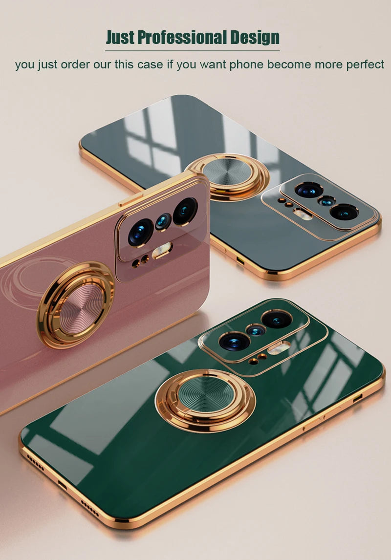 Luxury Plating Silicone Case For Xiaomi Mi 13T 13 11T 12T Mi11T 14 Mi14 Mi11T Mi12T Mi13T Full Protective Cover With Ring Holder