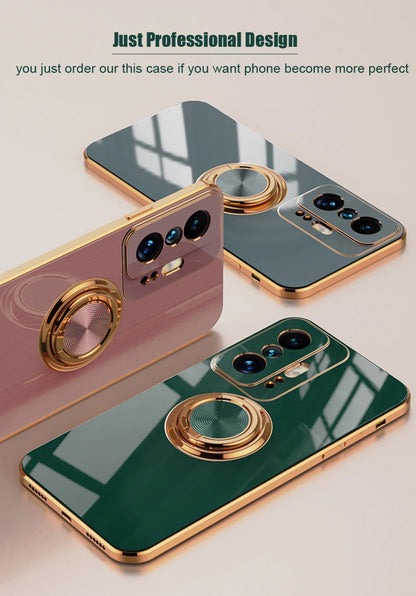 Luxury Plating Silicone Case For Xiaomi Mi 13T 13 11T 12T Mi11T 14 Mi14 Mi11T Mi12T Mi13T Full Protective Cover With Ring Holder