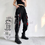 Pantalones cargo para mujer 2023, pantalones harén de moda con bolsillos punk, pantalones deportivos con cadena, elásticos Harajuku, cintura alta, ropa de calle.