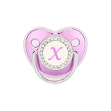 Metallic Purple Baby Pacifier with Cap, BPA Free Silicone Pacifier, Initial Letter Name, Dummy Teether, Baby Shower Gifts 