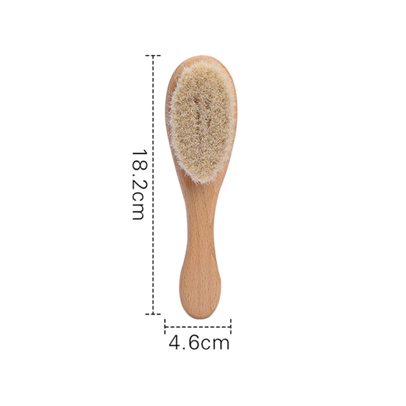 Newborn Baby Natural Wooden Boys Girls Soft Wool Hair Brush Head Comb Infant Head Massager Portable Bath Brush Comb For Kids