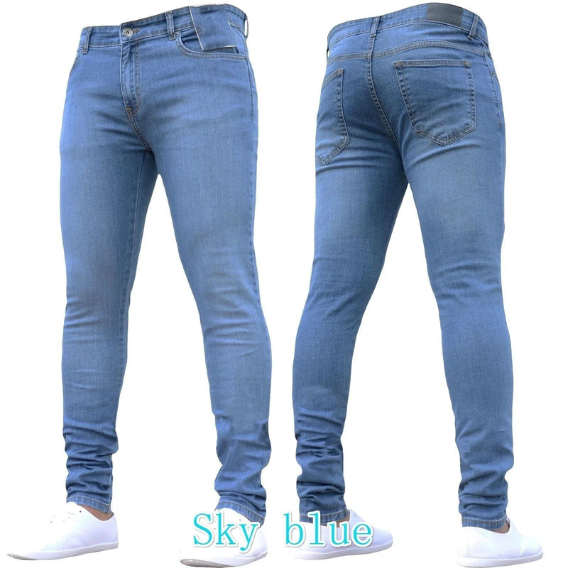 Casual Men Jeans Pencil Pants Streetwear Skinny Denim Full Length Slim Trousers Slight Strech Europe America Zipper Fly Jeans
